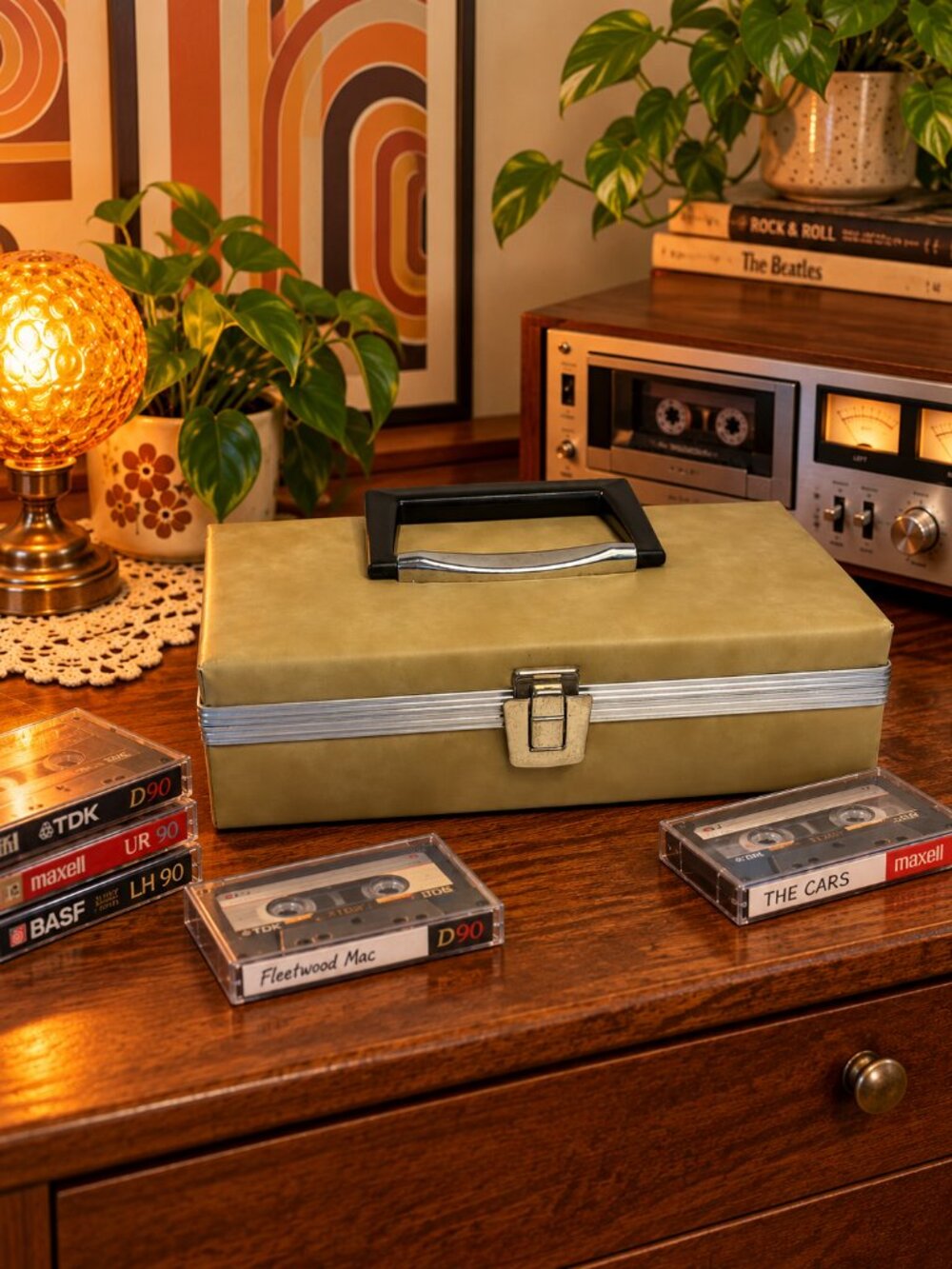 Vintage 1970s Naugahyde Cassette Tape Storage Case ā Holds 12 ā Retro